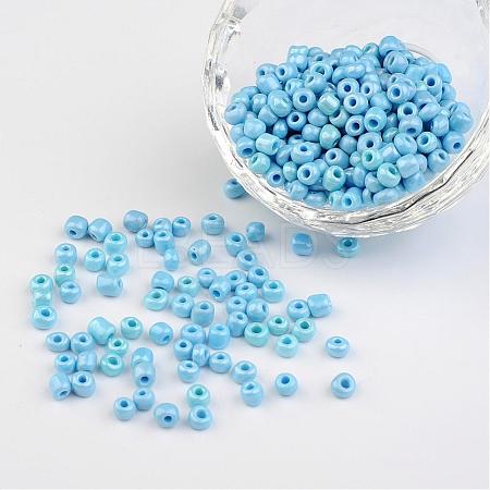 6/0 Opaque Colors Lustered Round Glass Seed Beads X-SEED-A012-4mm-123-1