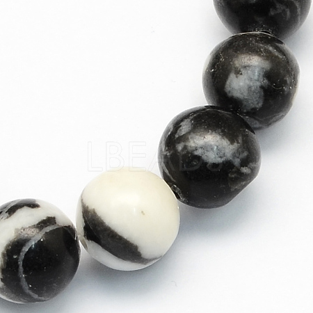 Natural Zebra Jasper Round Beads Strands G-S174-8mm-1