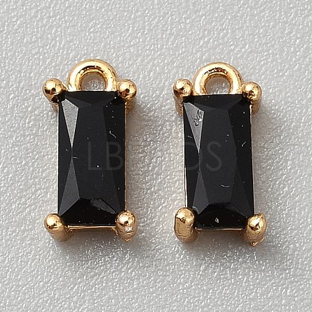 Golden Plated Brass Cubic Zirconia Charms ZIRC-WH0015-01G-11-1