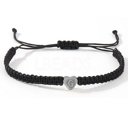 304 Stainless Steel Heart with Letter Bead Braided Bead Bracelets OO6447-35-1