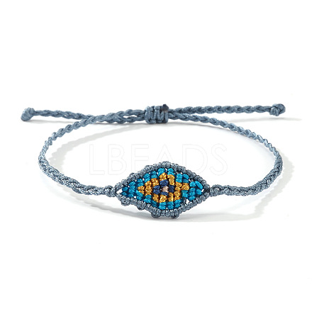 Adjustable Evil Eye Polyester Cord Braided Bracelets for Men Women BI7988-15-1