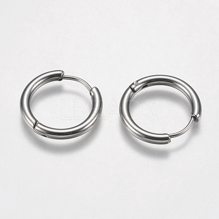 Tarnish Resistant 201 Stainless Steel Huggie Hoop Earrings Findings STAS-F149-33P-B-1