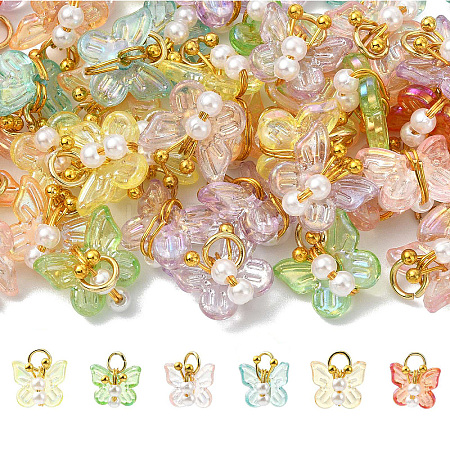 50Pcs Transparent Acrylic with ABS Plastic Pearl Charms PALLOY-CJ00181-1