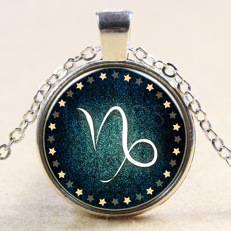 Capricornus Constellation/Zodiac Sign Flat Round Glass Pendant ...