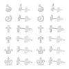 60 Sets 6 Style Crown & Cross & Swan & Vortex Transparent Resin Stud Earrings for Women EJEW-BG0001-02-1