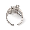 Eco-Friendly Brass Micro Pave Clear Cubic Zirconia Cuff Ring for Women RJEW-A025-01P-3