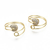 Brass Micro Pave Clear Cubic Zirconia Cuff Rings RJEW-S045-018G-NR-2