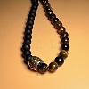 Vintage Frosted 8MM Natural Black Onyx(Dyed & Heated) and Tiger Eye Round Beaded Necklaces with Alloy Column for Men DB2700-4