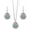 Synthetic Turquoise Pendant Necklaces & Dangle Earrings Sets WGE96E9-03-2