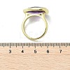 Heart Brass Natural Amethyst Finger Rings RJEW-D304-01G-A-3