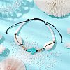 Corss Synthetic Turquoise & Natural Cowrie Shell Braided Bead Bracelets BJEW-JB10357-01-2