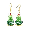 Christmas Theme Imitation Austrian Crystal & Electroplate Glass Dangle Earrings EJEW-TA00469-1