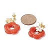 8 Pair 8 Color Alloy Enamel with Acrylic Imitation Gemstone Flower Dangle Stud Earrings EJEW-JE05237-4