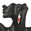304 Stainless Steel Glass Seed Beads Arrow Dangle Earrings EJEW-MZ00554-4
