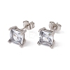 6 Pairs Tiny Cubic Zirconia Square Stud Earrings EJEW-G291-01D-M-3