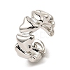 Rack Plating Brass Heart Open Cuff Rings for Women RJEW-G294-05P-1