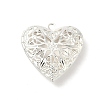 Hollow Heart Brass Locket Pendants KK-K414-12C-S-1