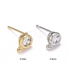 12Pcs 2 Colors Brass Cubic Zirconia Stud Earring Findings KK-LS0001-14-2