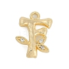 Brass Crystal Rhinestone Letter Links Connector Charms KK-S395-06G-F-1