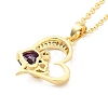 Cubic Zirconia Heart with Word Love Pendant Necklace NJEW-F293-02A-G-3