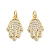 Rack Plating Brass Micro Pave Clear Cubic Zirconia Pendants KK-C063-13G-1