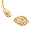 Teardrop Rack Plating Brass Cubic Zirconia Cuff Bracelets for Women BJEW-M040-03G-2