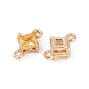 Brass Pave Glass Rhombus Links Connector Charms GLAA-Q088-001D-2