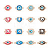 32Pcs 16 Styles Evil Eye Zinc Alloy Epoxy Resin Connector Charms ENAM-TA0001-33-12