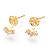 925 Sterling Silver Stud Earring Findings Micro Pave Cubic Zirconia STER-T007-21G-3