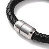 Men's Braided Black PU Leather Cord Bracelets BJEW-K243-31AS-3