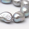 Oval Natural Cultured Freshwater Pearl Beads Strands X-PEAR-R015-28-3