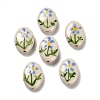 Flower Theme Printed Handmade Porcelain Beads LAMP-D303-06E-02-1