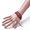 Faceted Glass & Natural Carnelian(Dyed & Heated) Beaded Wrap Bracelets BJEW-JB05035-02-5