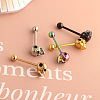 Skull 304 Stainless Steel Straight Barbell 15 Gauge Piercing Tongue Rings for Women Men FS-WG07D05-04-3