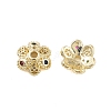 Flower Brass Cubic Zirconia Bead Caps KK-S379-16G-C-1