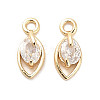 Brass Micro Pave Clear Cubic Zirconia Charms KK-C054-10G-1