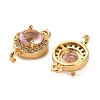 Brass Pave Cubic Zirconia Connector Charms KK-D093-09G-06-2
