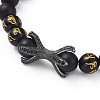 Natural Black Agate(Dyed & Heated) Beads Stretch Bracelets BJEW-JB04801-01-2