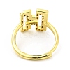 Mixed Color Enamel Initial Letter Adjustable Ring with Clear Cubic Zirconia RJEW-P045-01G-H-3