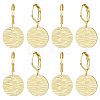 4 Pairs Brass Textured Flat Round Leverback Earrings EJEW-HS0001-22G-1