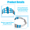 Synthetic Turquoise Pendant Necklace & Bracelet & Earrings Set SJEW-FI0001-15-4