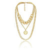 Alloy Disc Pendant 3 Layer Necklaces for Women FS-WGAC560-01-2