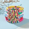 7Pcs Rainbow Polymer Clay Heishi Beads Stretch Bracelets Set BJEW-JB05889-4