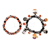 2Pcs Spray Painted Crackle Glass Round Beads Stretch Bracelets BJEW-JB12484-02-5