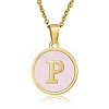 Natural Shell Initial Letter Pendant Necklace LE4192-19-1