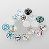 Helm &  Anchor Printed Glass Cabochons GGLA-A002-12mm-WW-1