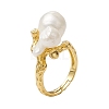 Round Natural Pearl Adjustable Rings RJEW-P113-06G-1