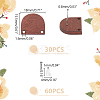 30Pcs Half Round Wood Stud Earring Findings WOOD-UN0001-04-3