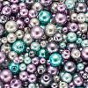 Cheriswelry 12 Strands 12 Styles Baking Painted Pearlized Glass Pearl Round Bead Strands HY-CW0001-03A-13
