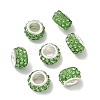 Polymer Clay Rhinestone European Large Hole Beads with Silver Color Plated Brass Cores FPDL-R002-11-1